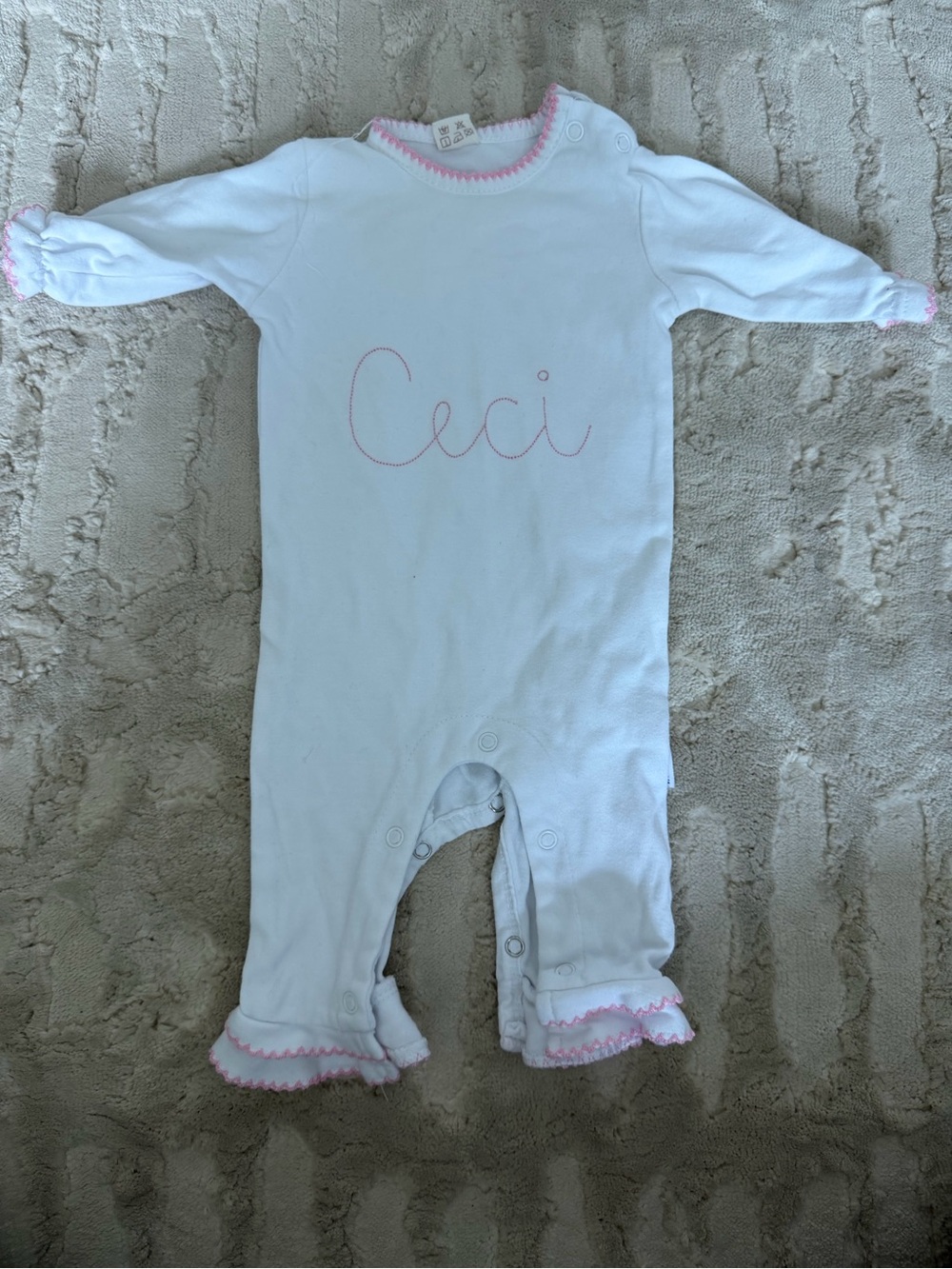 White & Pink 'Ceci' One-Piece Baby Romper